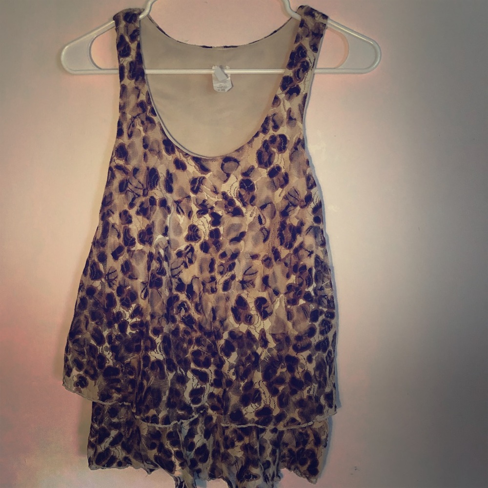 Juniors Leopard ruffled tank